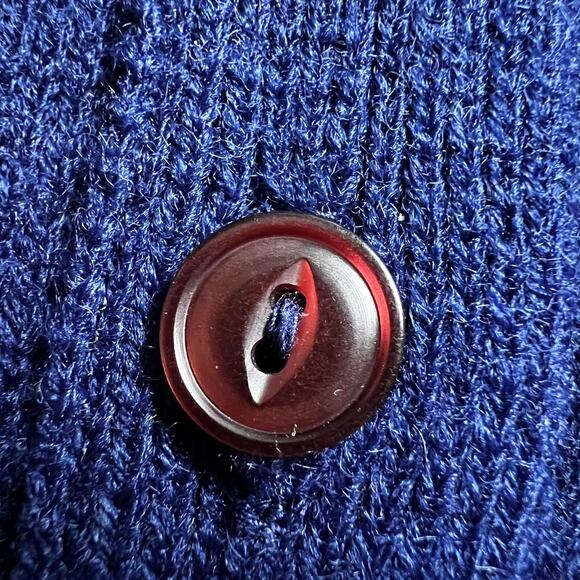 Montgomery Ward Vintage Cable Knit Sweater Acrylic Cardigan Vest Blue M/L - Picture 8 of 8